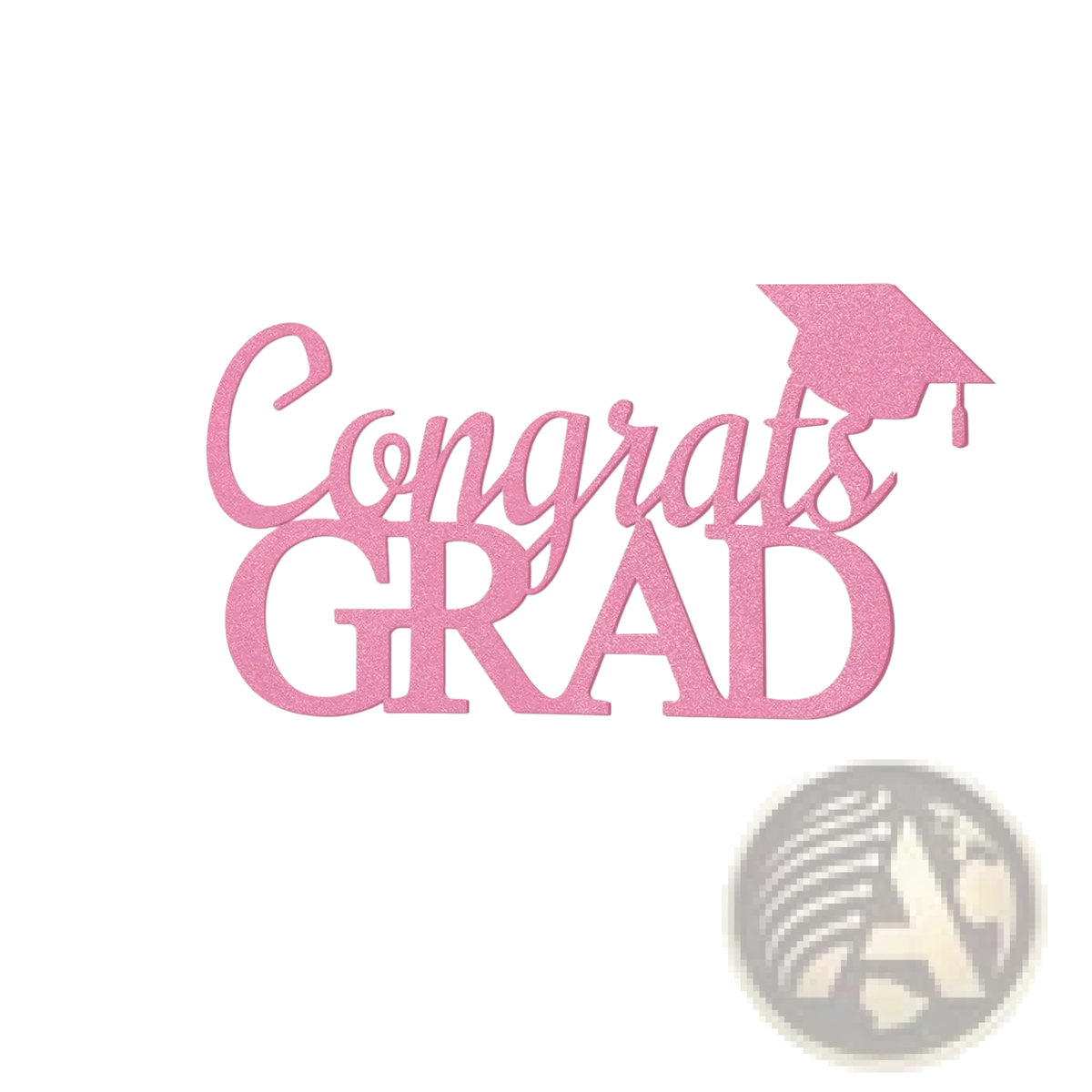 Pink glittery congrats grad cake topper with graduation cap design for class of 2026 graduation felt wall stickers