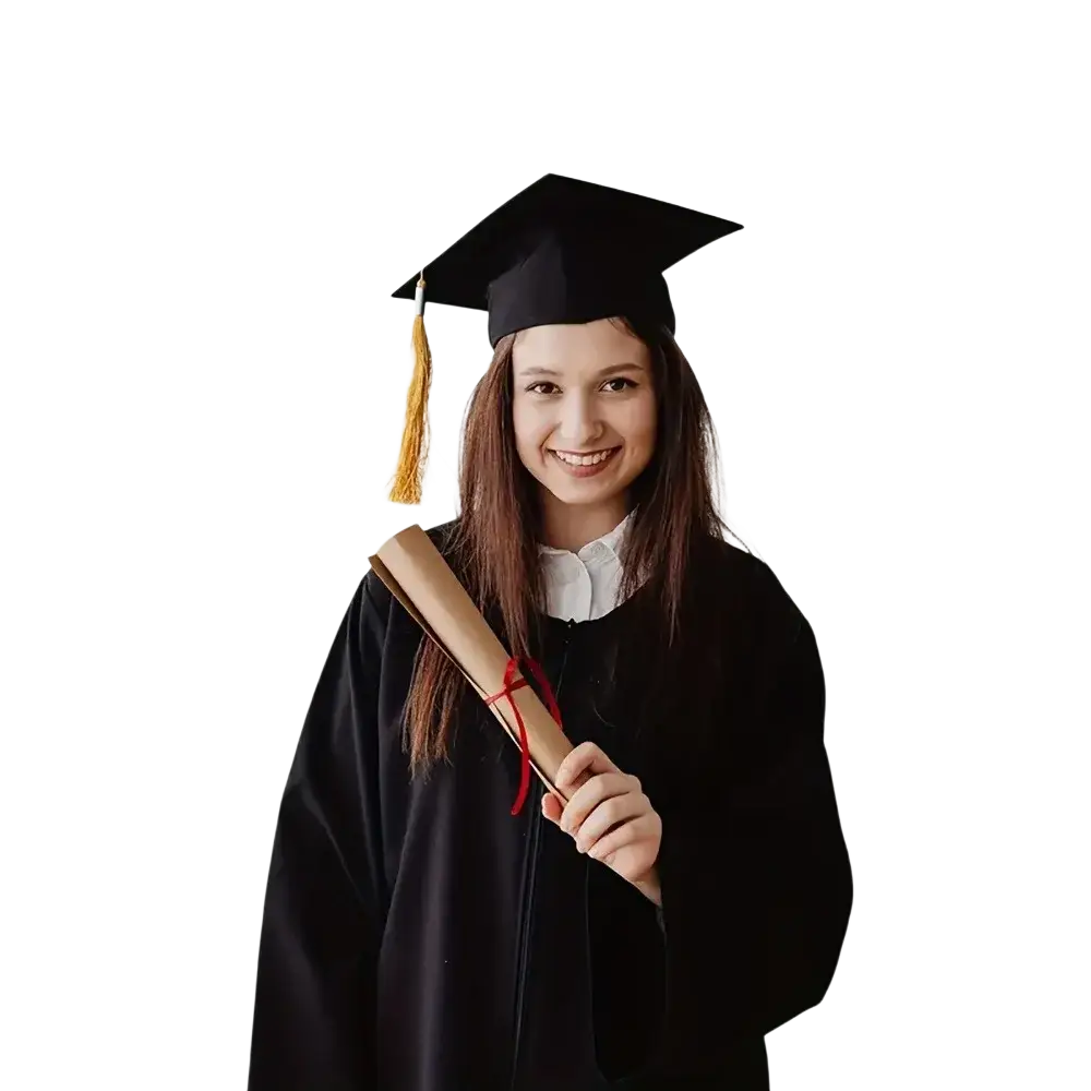 Black graduation cap with gold tassel featured on class of 2026 graduation porch banner in blue and gold