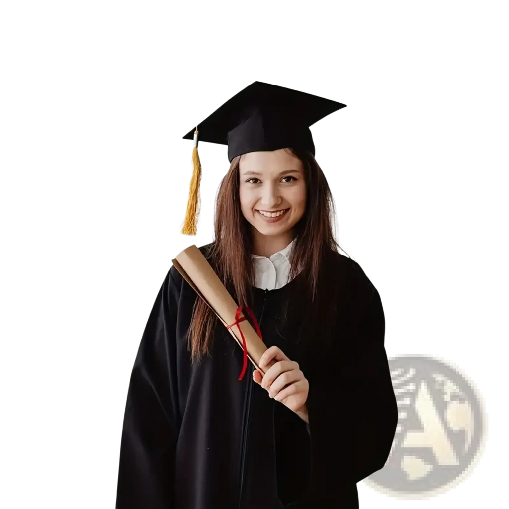 Black graduation cap with gold tassel featured on class of 2026 graduation porch banner in blue and gold