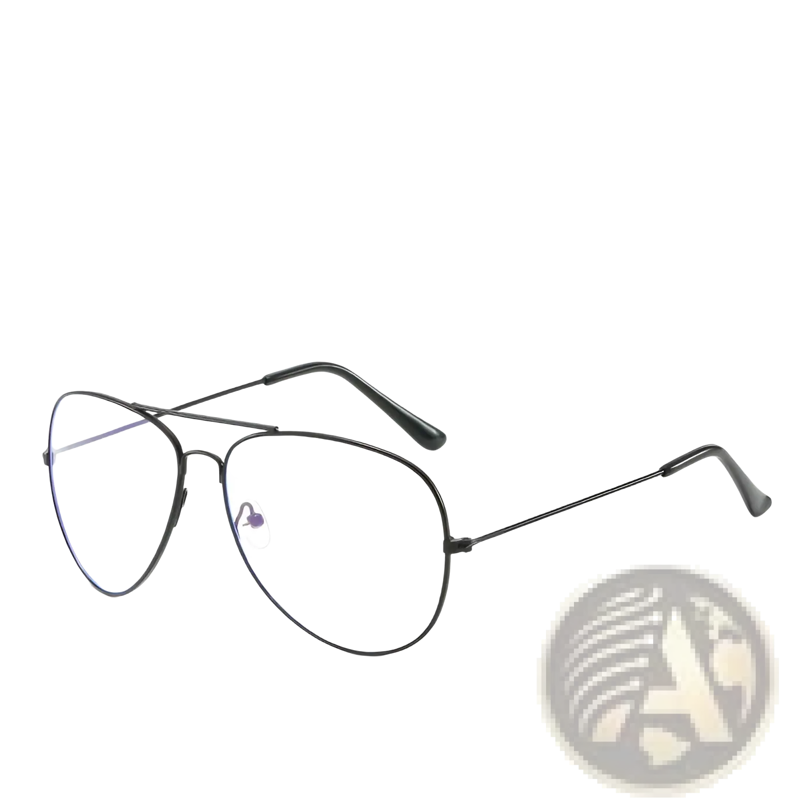 Black metal aviator style glasses with clear lenses and minimalist design for uv protection and classic style