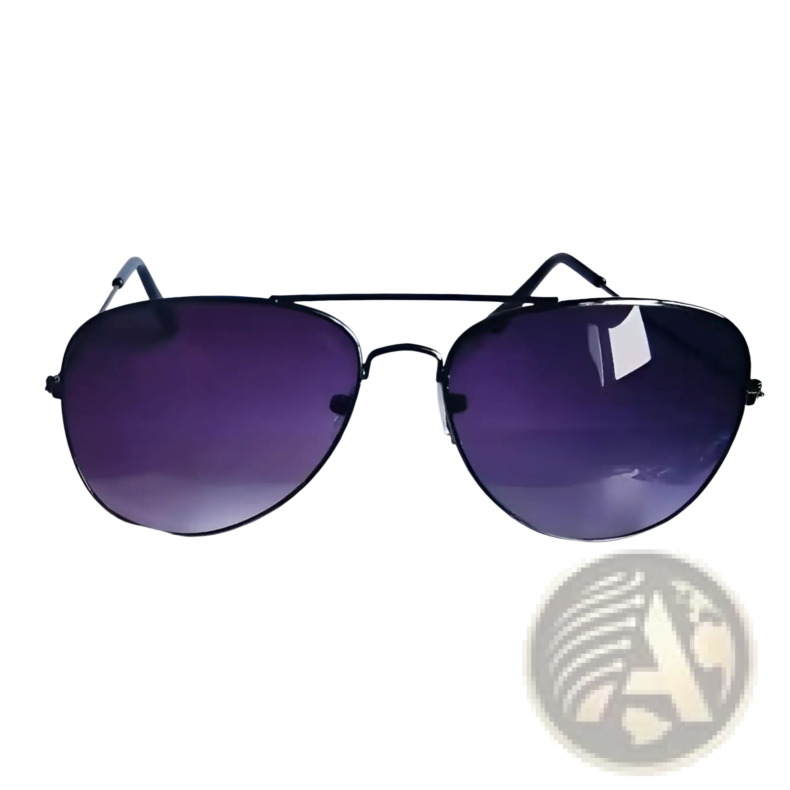 Black aviator sunglasses with gradient purple lenses and classic gold rimmed uv protection for stylish wear