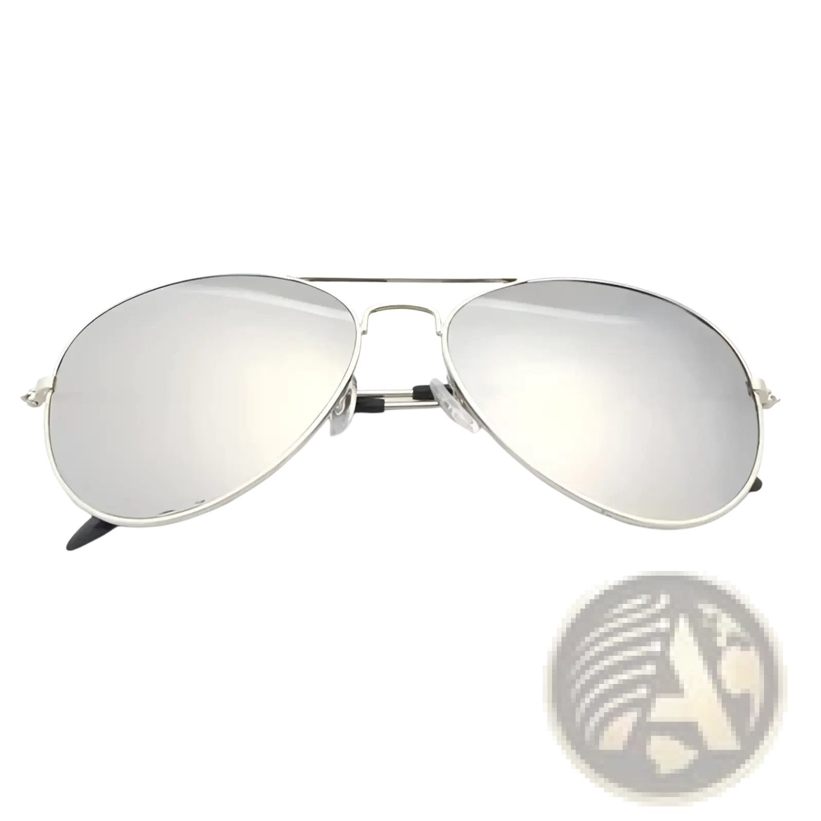 Classic gold rimmed aviator uv protection sunglasses with silver metallic frame and reflective mirrored lenses