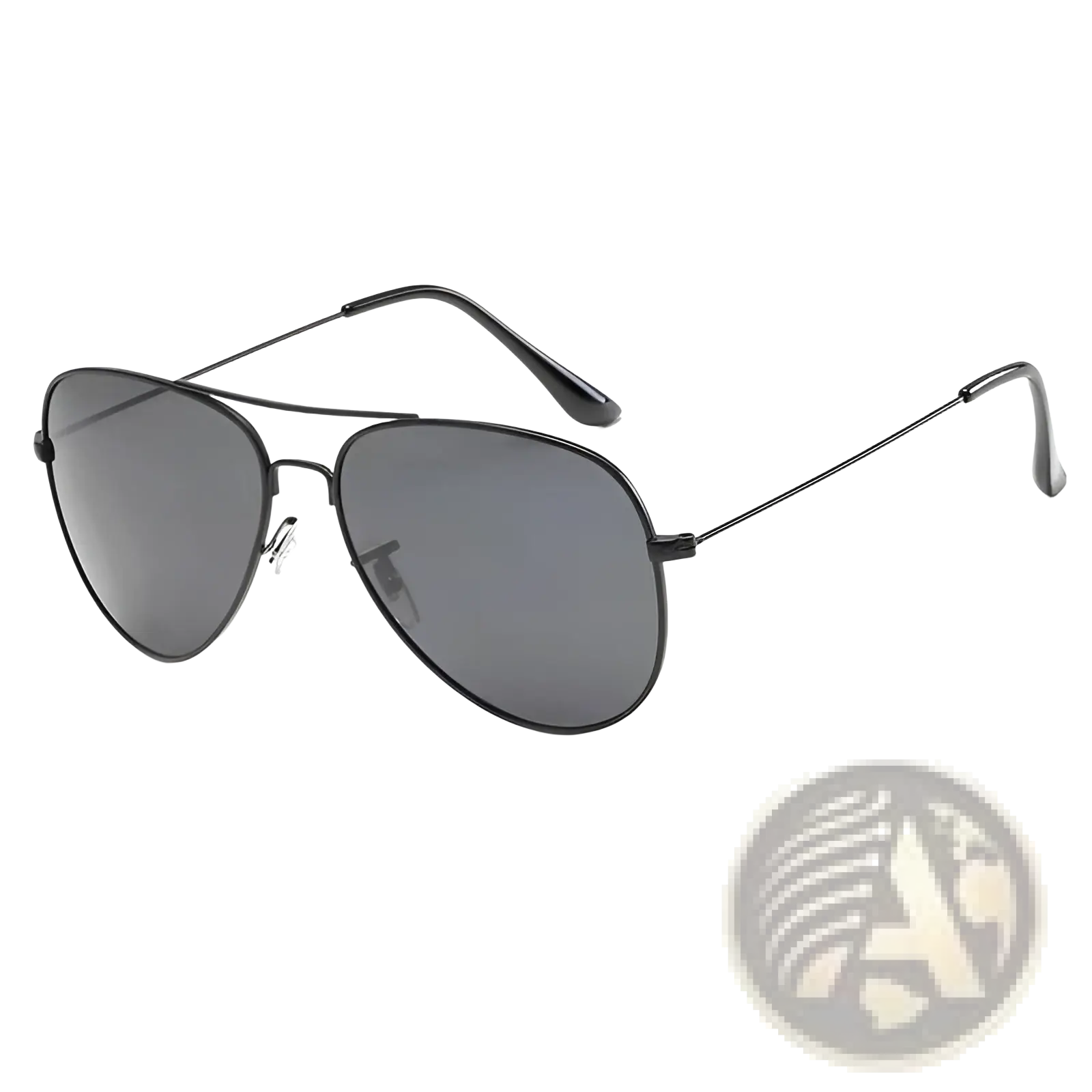 Classic gold rimmed aviator uv protection sunglasses with black metal frame and dark gray lenses for sun protection