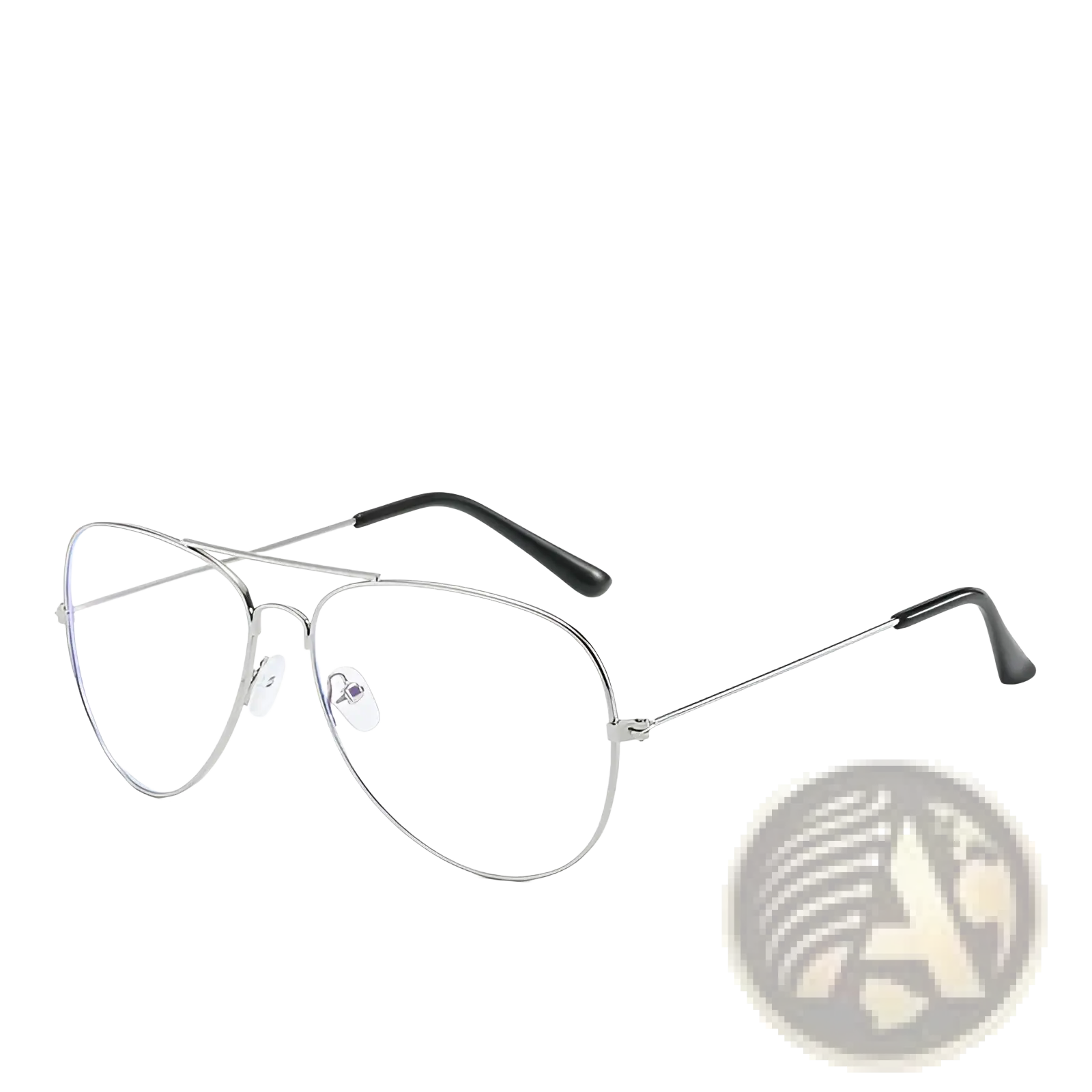 Silver aviator-style glasses with black temple tips featuring classic gold rimmed uv protection lenses