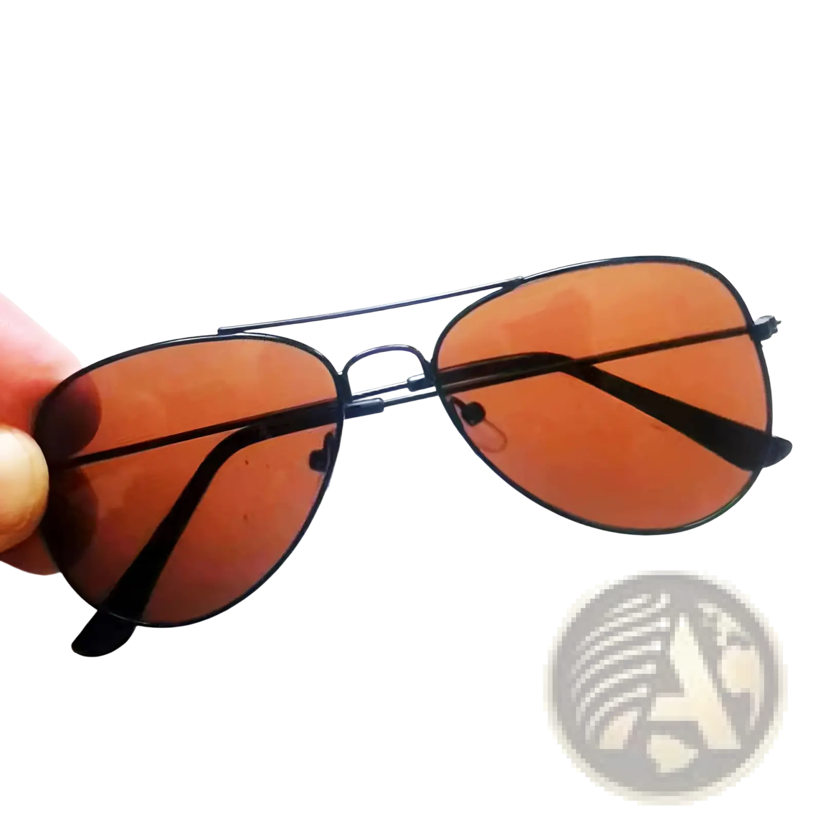 Black aviator sunglasses with amber-tinted lenses featuring classic gold rims and uv protection for outdoor use