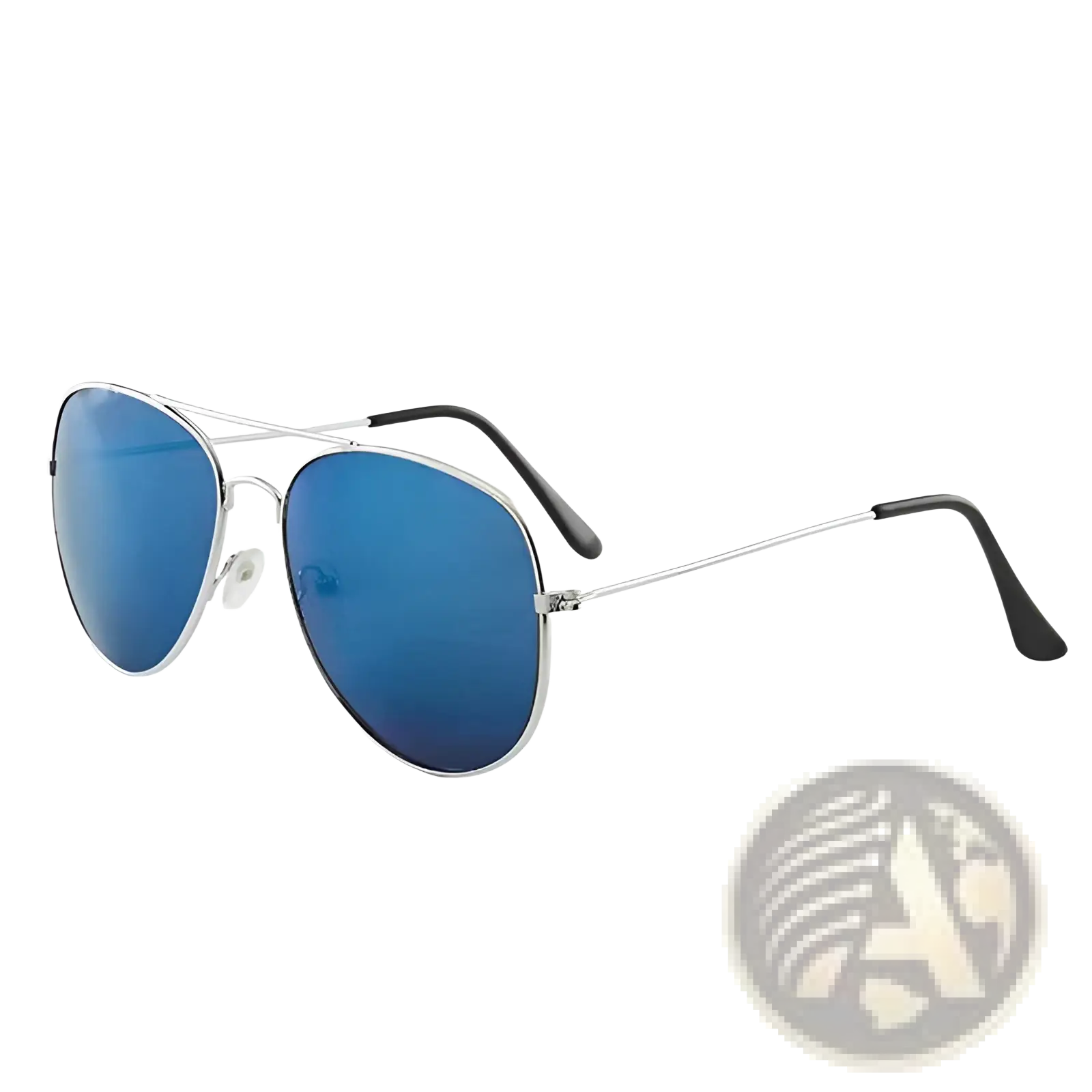Silver-framed aviator uv protection sunglasses with blue mirrored lenses and black temple tips for classic style