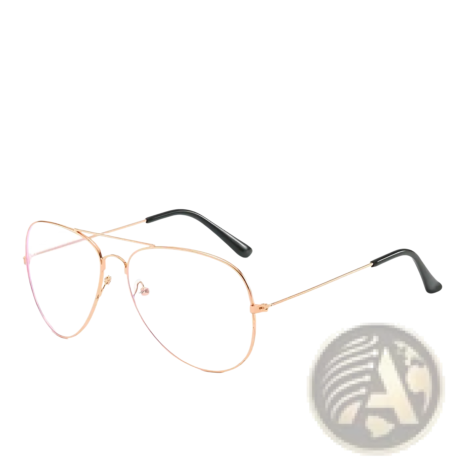Rose gold aviator sunglasses with gold rims and black temple tips offering classic UV protection style