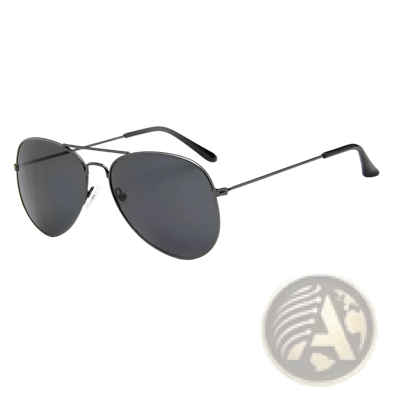 Black aviator sunglasses with dark gray lenses and sleek metal frame offering classic gold rimmed uv protection