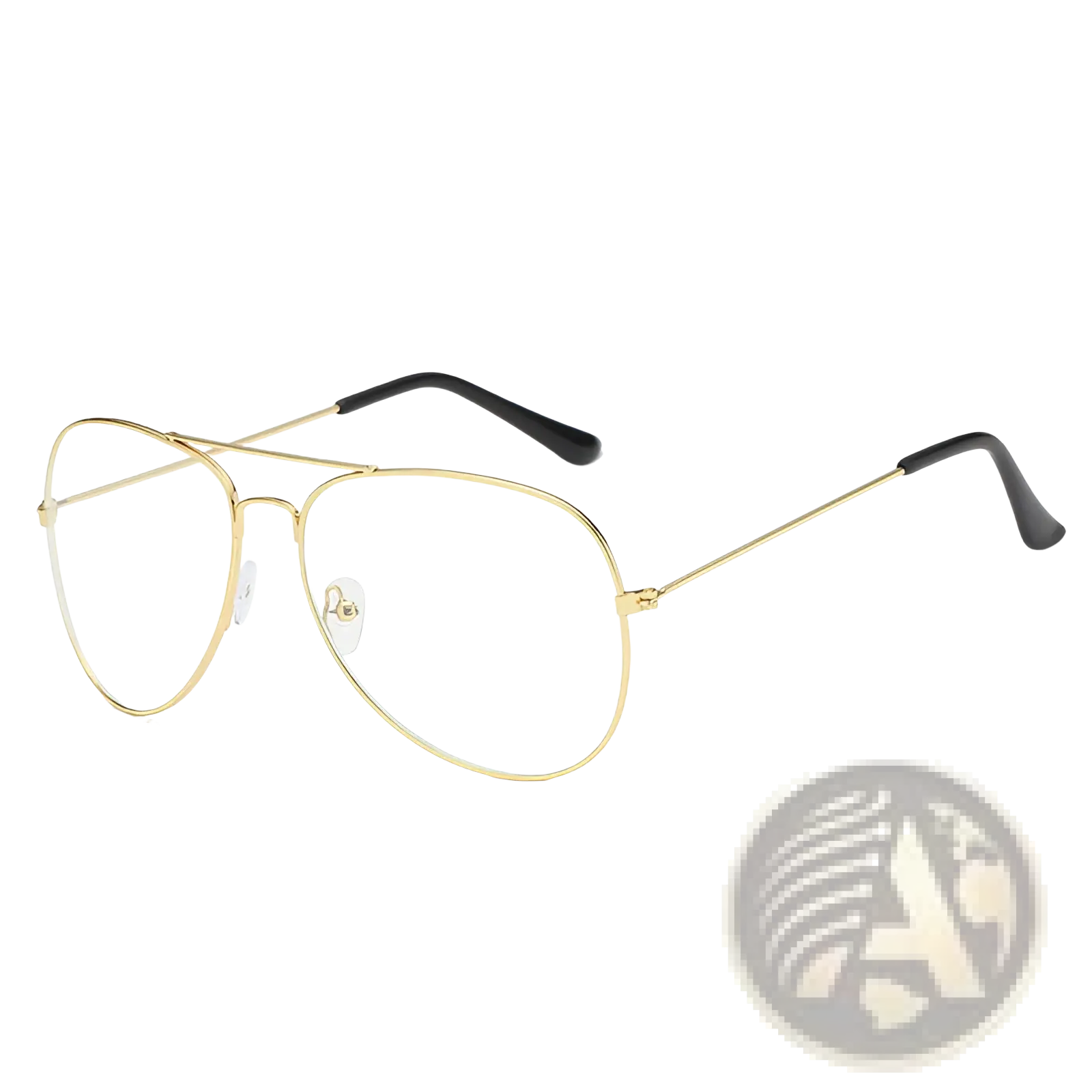 Gold metal aviator sunglasses with black temple tips offering classic unisex style and uv protection