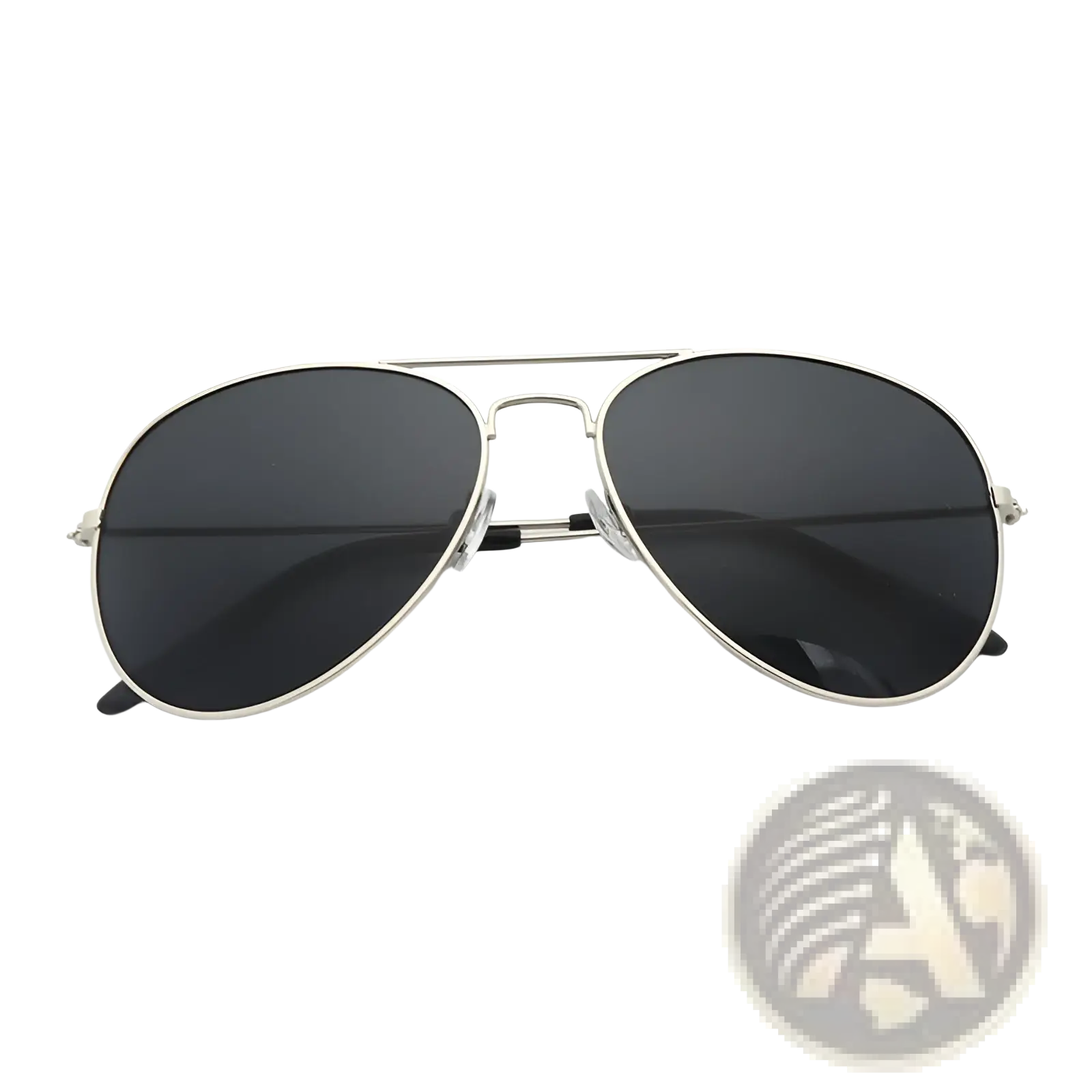 Classic unisex silver metal aviator sunglasses with dark gray lenses and uv protection in a sleek minimalist design