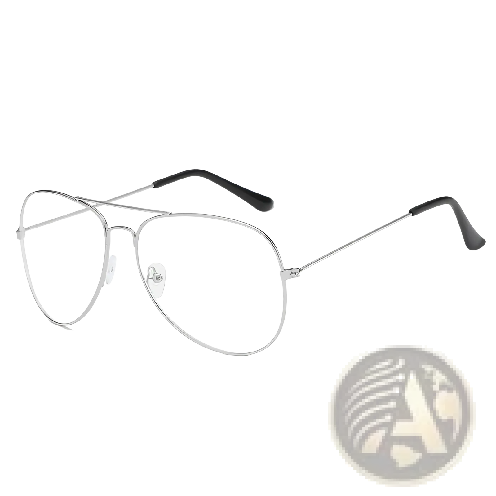 Silver metal aviator sunglasses with black temple tips offering classic unisex style and UV protection