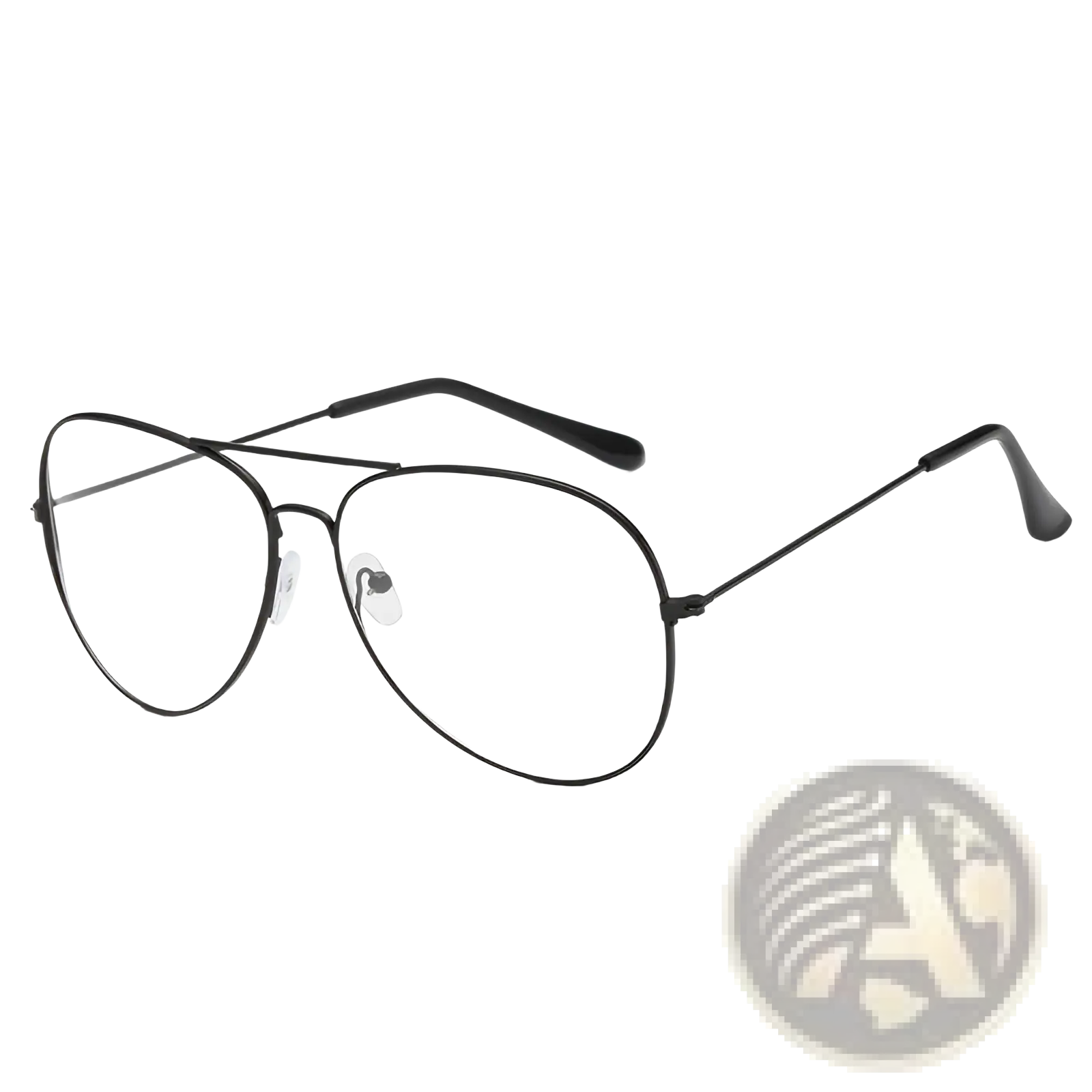 Classic unisex black metal aviator sunglasses with clear lenses and uv protection in a sleek minimalist design
