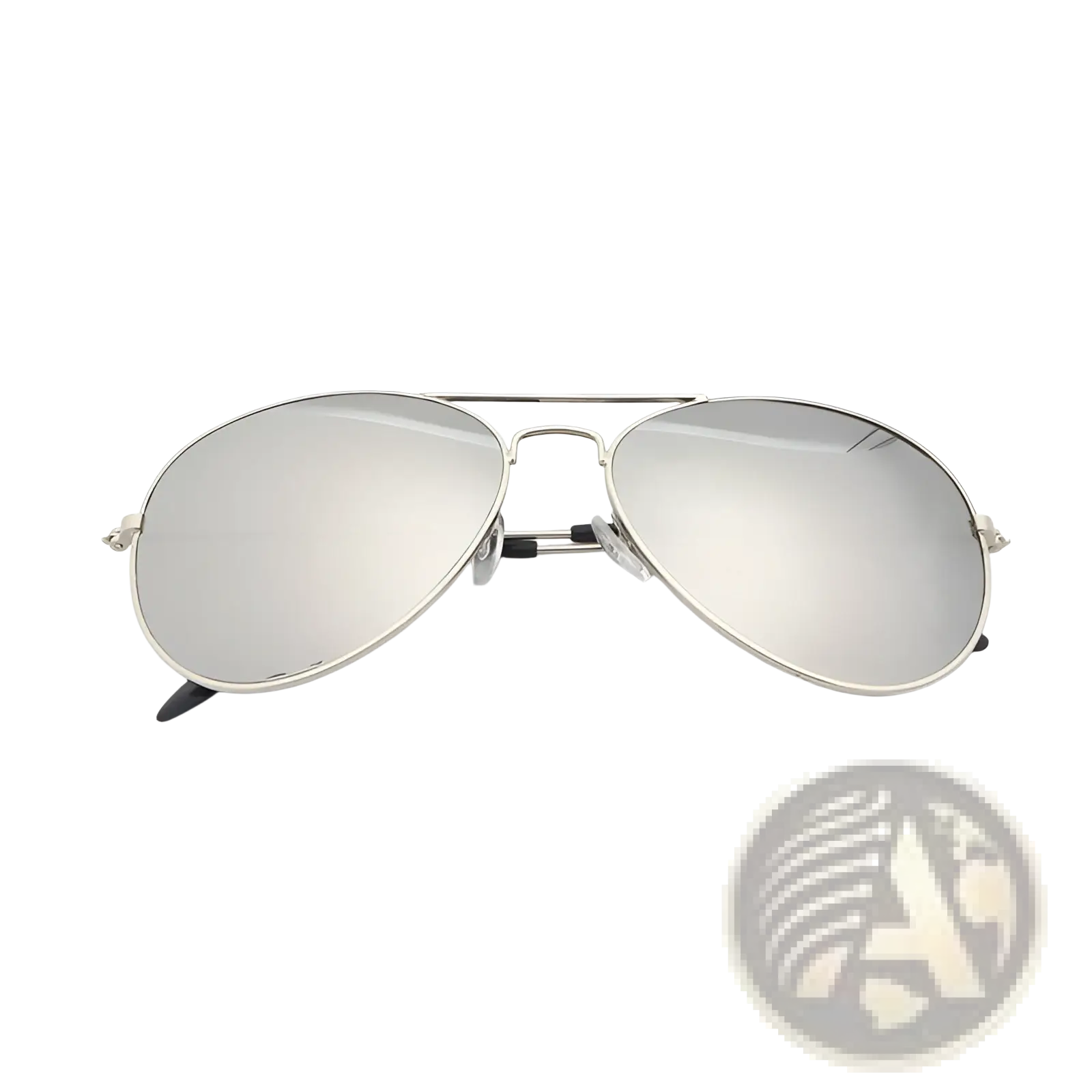 Silver classic unisex metal aviator sunglasses with reflective mirrored lenses and uv protection