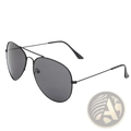 Classic unisex metal aviator sunglasses with black frame dark gray lenses and UV protection for eye safety