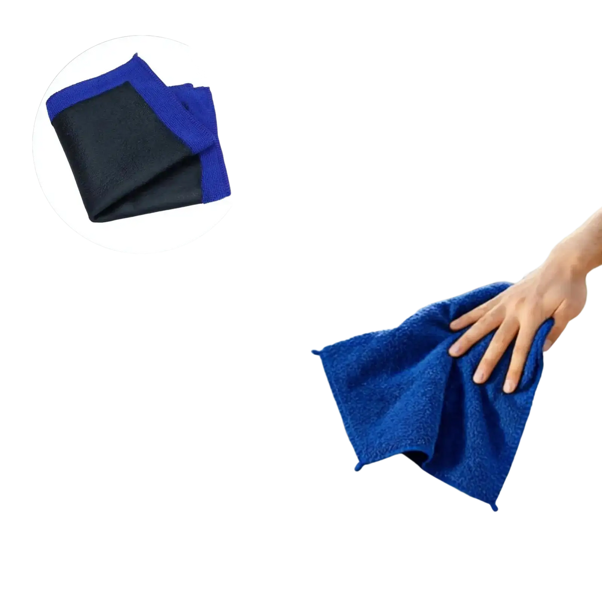 Blue microfiber clay bar towel with black border for car detailing and deep cleaning