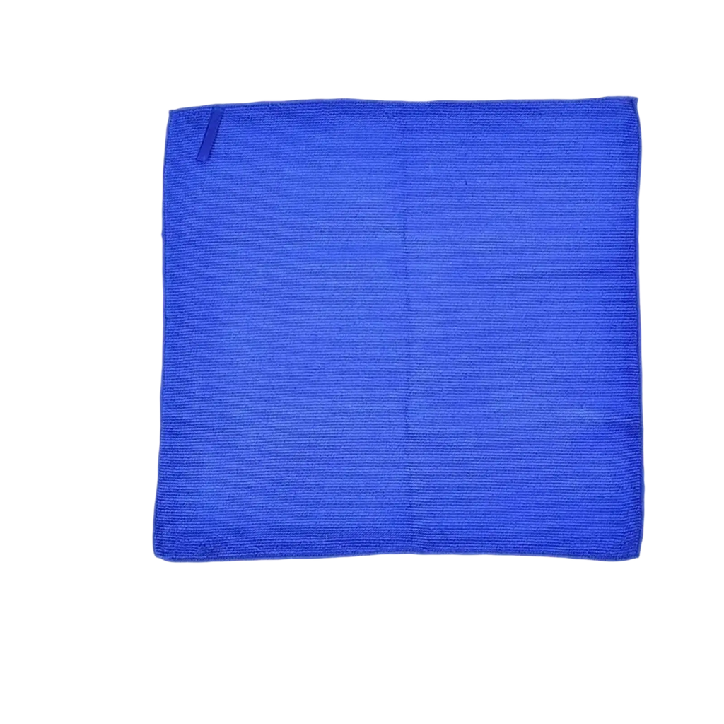 Bright blue textured microfiber clay bar towel for car detailing and deep cleaning