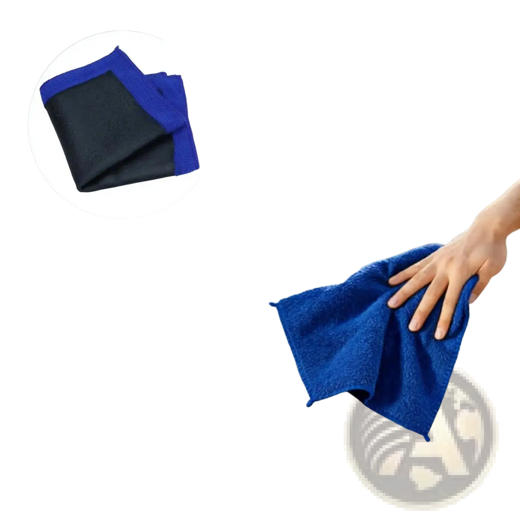 Blue microfiber clay bar towel with black border for car detailing and deep cleaning