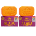 Vibrant orange alada cleansing soap bars with embossed crown and floral designs for skin feeling bright and hydrated