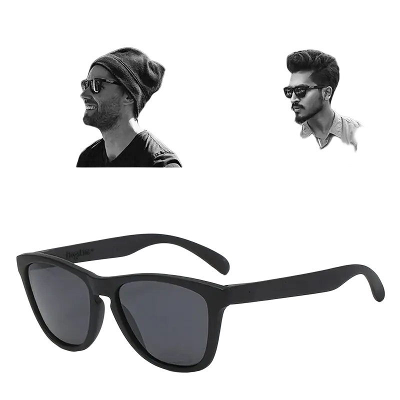 Black frame clear colored sunglasses with uv400 protection and dark gray matte lenses for eye safety