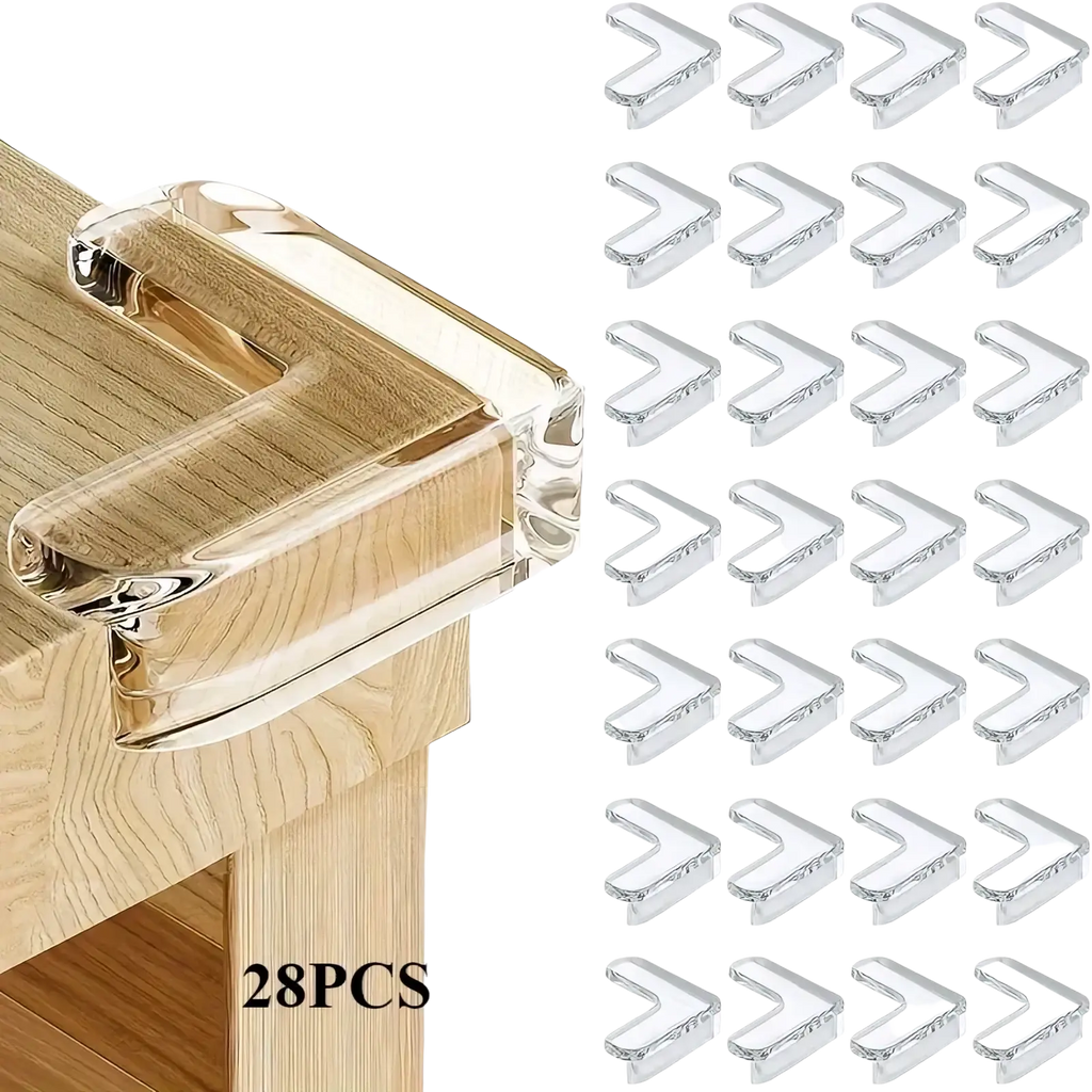 Clear corner protector for furniture safety made of transparent plastic designed for child safety and impact protection