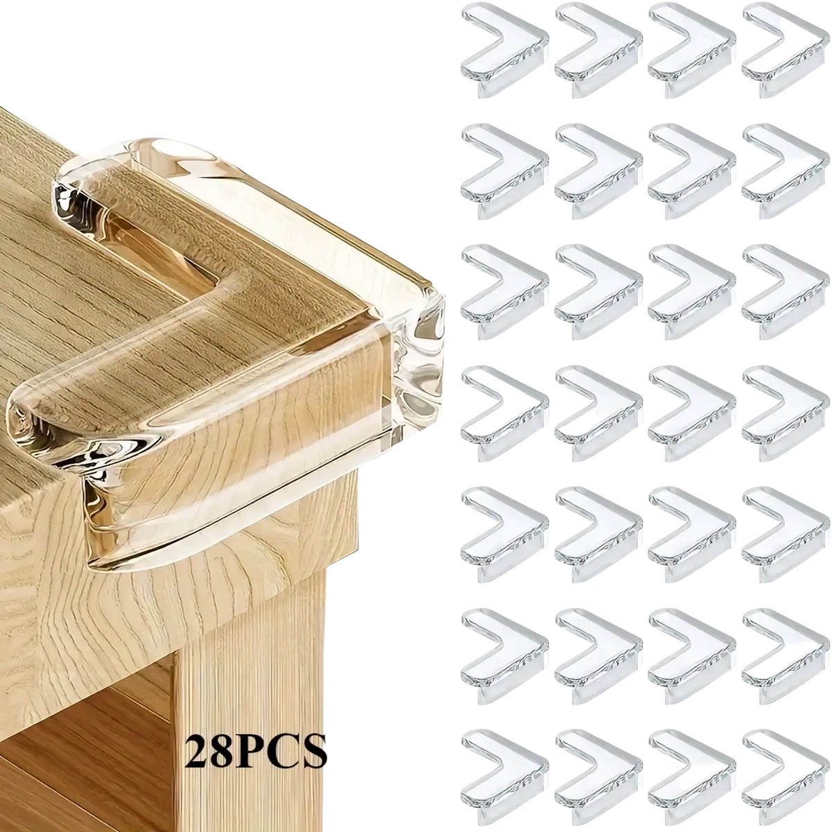Clear corner protector for furniture safety made of transparent plastic designed for child safety and impact protection