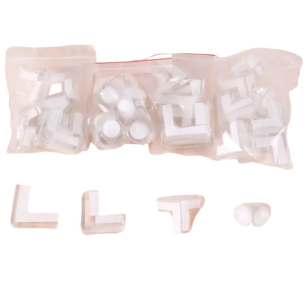 White plastic clear corner protectors 40 pack child safety guards for furniture assembly and protection