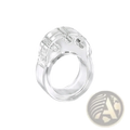 Clear plastic door handle wall protector buffer ring with textured ridged band and three small circular cutouts on top