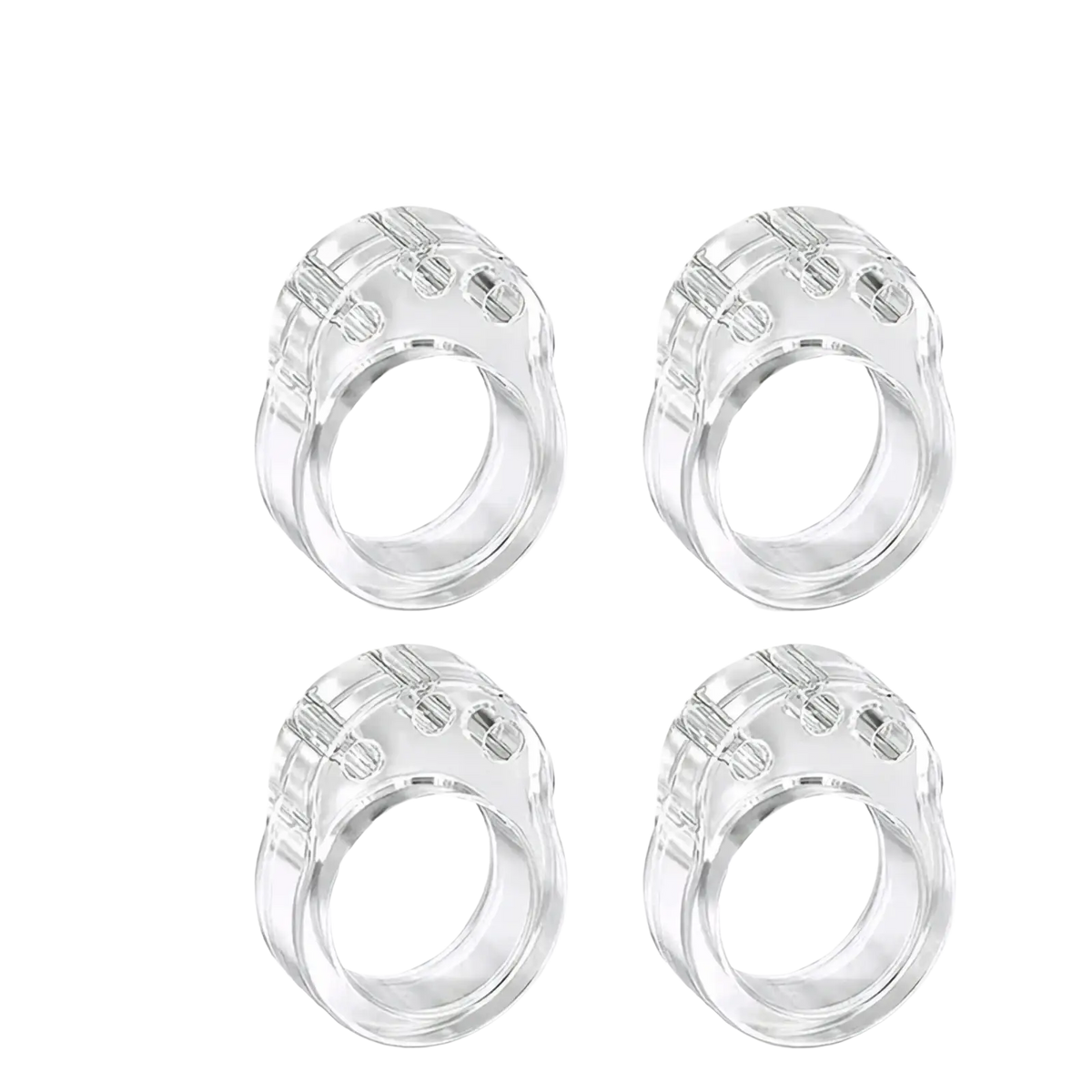 Clear plastic door handle wall protector buffer rings with textured segmented design for impact protection