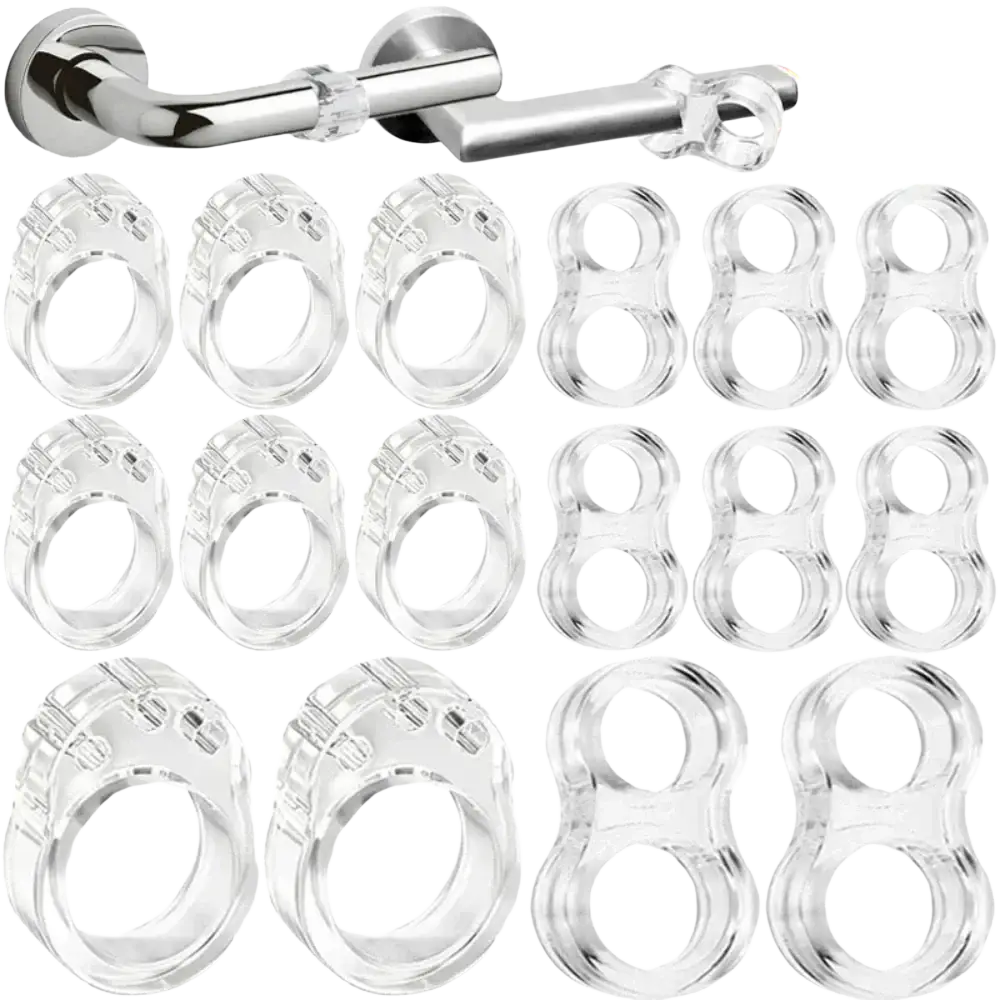 Clear plastic toilet paper holder rings designed for easy installation and secure grip in door handle wall protector buffer ring