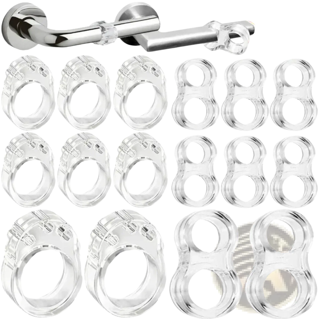 Clear plastic toilet paper holder rings designed for easy installation and secure grip in door handle wall protector buffer ring