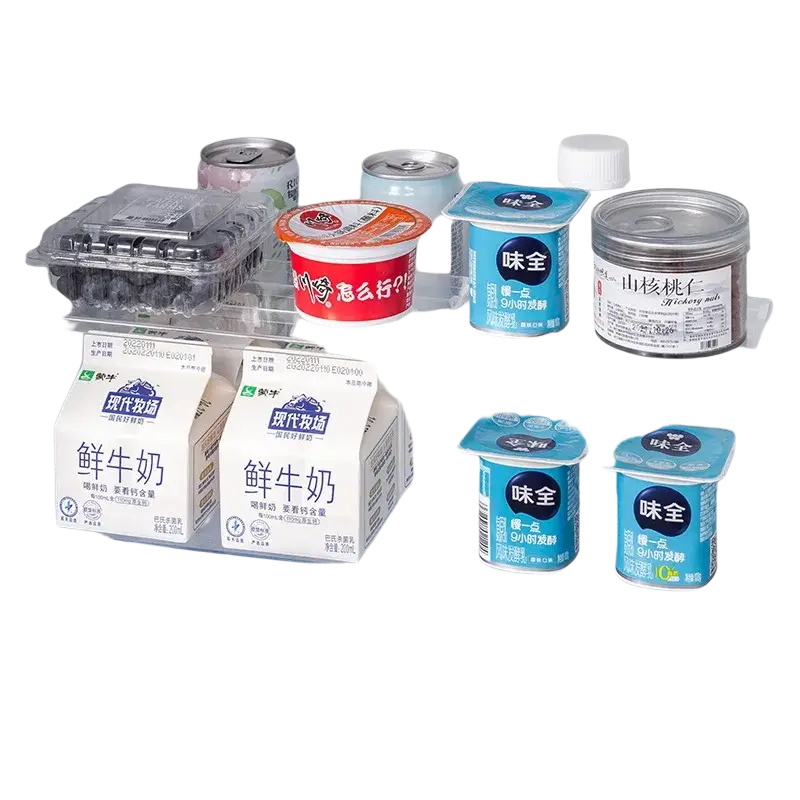 Clear expandable plastic refrigerator organizer holding fresh milk cartons and yogurt containers for efficient storage