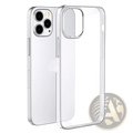 Clear iphone 12 pro tpu silicone case showing back side with transparent material and precise cutouts for camera and buttons