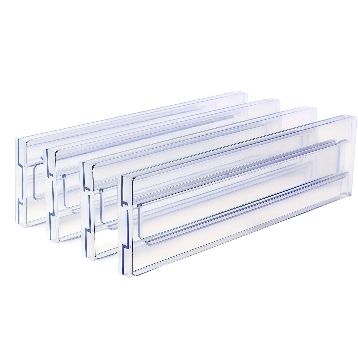 Clear plastic drawer dividers adjustable organizers with a sleek rectangular design and reinforced edges for durability