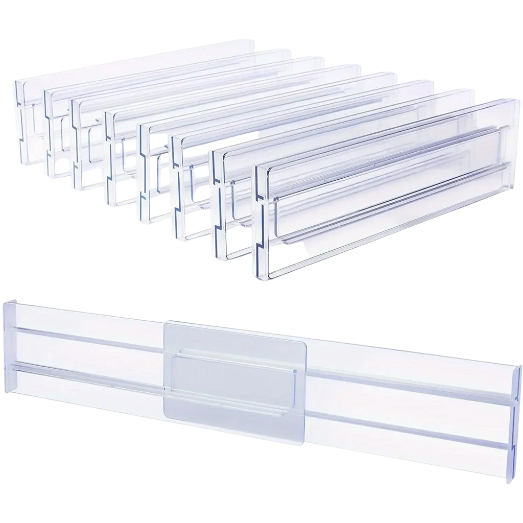 Clear plastic drawer dividers adjustable organizers with sliding mechanism for customizable storage solutions