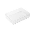 Clear plastic rectangular xl storage box for organizing makeup office supplies and kitchen utensils in drawers