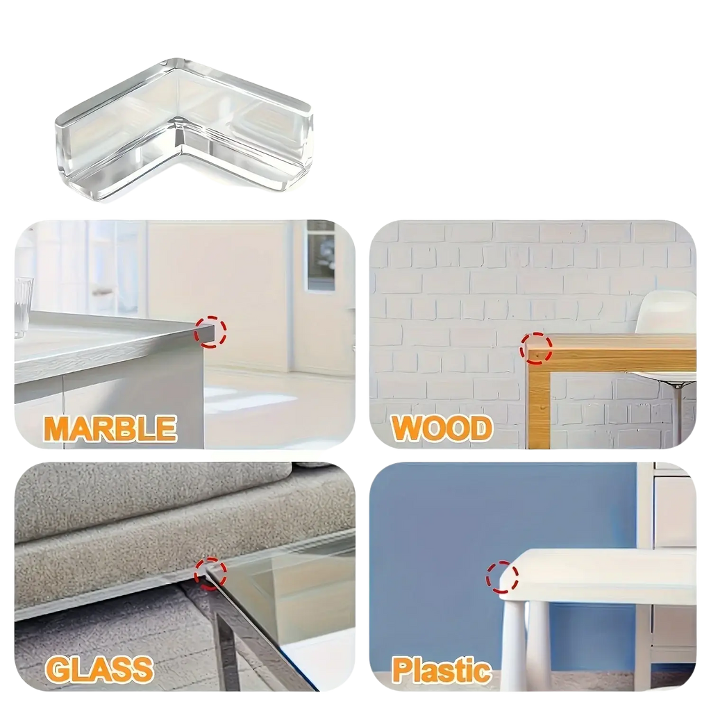 Clear silicone furniture corner protector 10 pcs set with angular design suitable for all surfaces