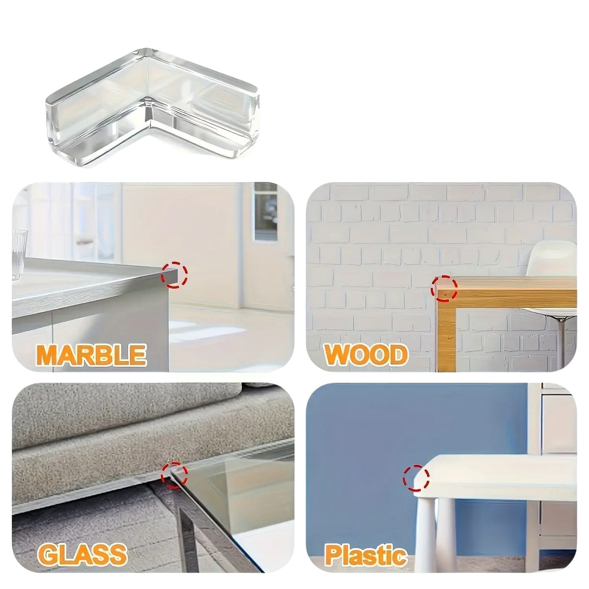 Clear silicone furniture corner protector 10 pcs set with angular design suitable for all surfaces