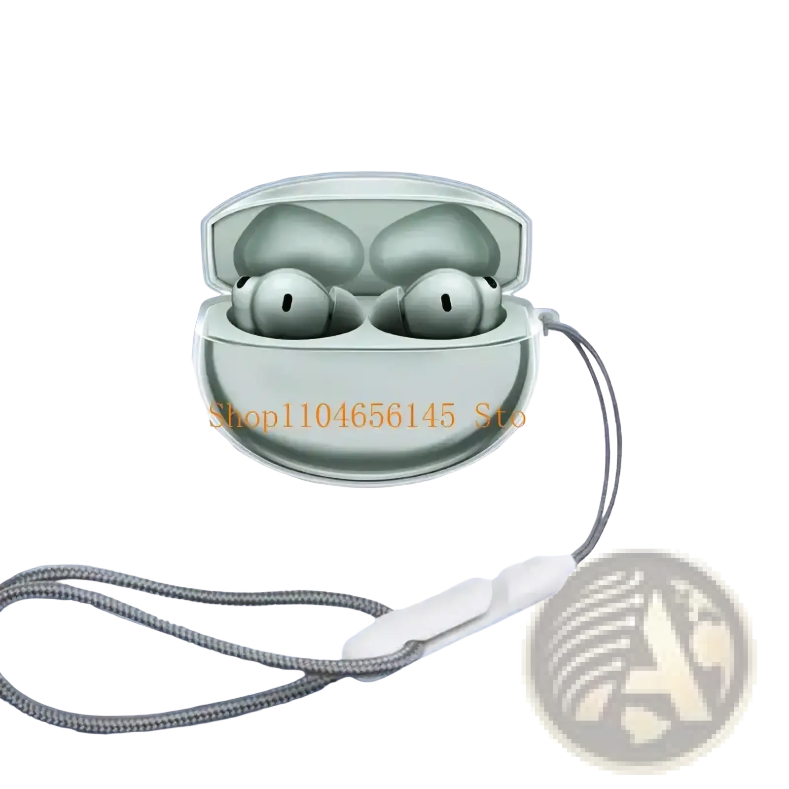 Silver huawei freebuds 5 earbuds in a matching braided wrist strap charging case with clear tpu protective case for oneplus buds 4