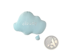 Soft light blue cloud-shaped plush pillow with cloudy embroidery and droplet detail for wall hanging decor