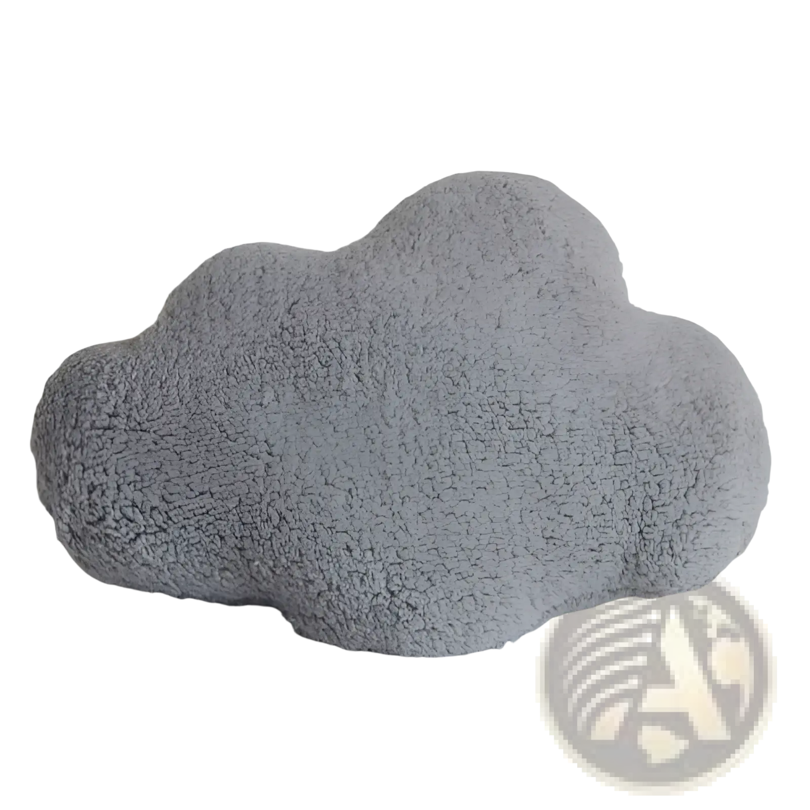 A soft plush gray cloud-shaped pillow with a textured fuzzy surface for cloud sun rainbow plush wall hanging decor