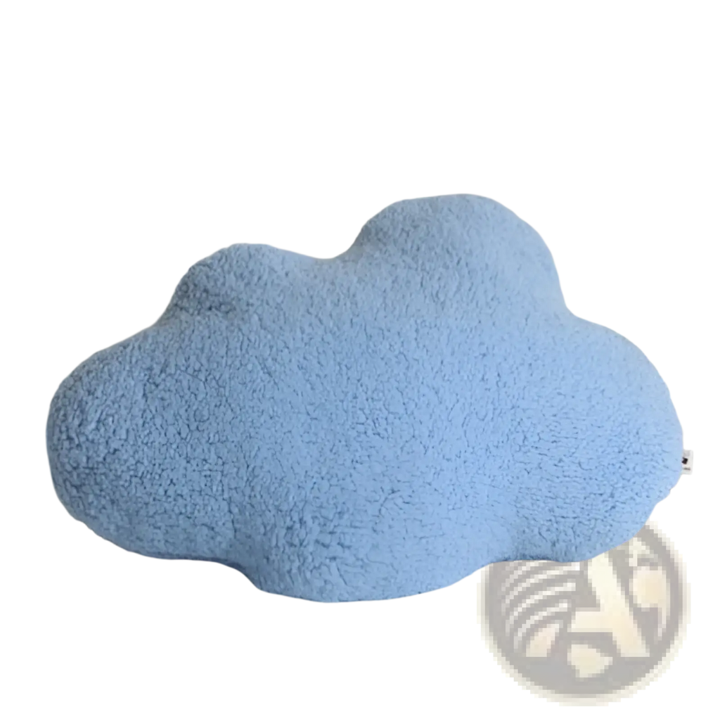 Soft light blue cloud-shaped plush wall hanging decor with a fuzzy texture from the Cloud Sun Rainbow collection