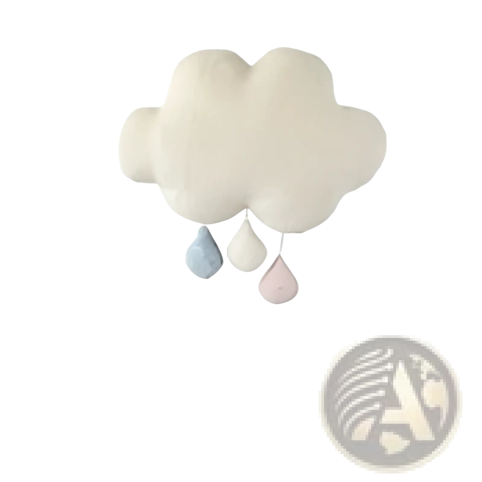 Cloud sun rainbow plush wall hanging decor featuring a soft off-white fabric cloud with pastel teardrop charms