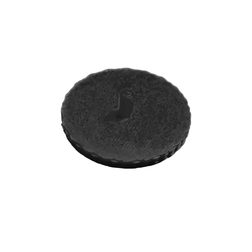 Black textured circular cmf phone 1 replacement screw cap with raised edge and central indentation for custom accent