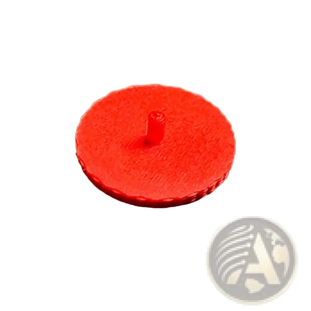 Red circular plastic replacement screw cap with textured surface and central post for cmf phone 1 custom accent