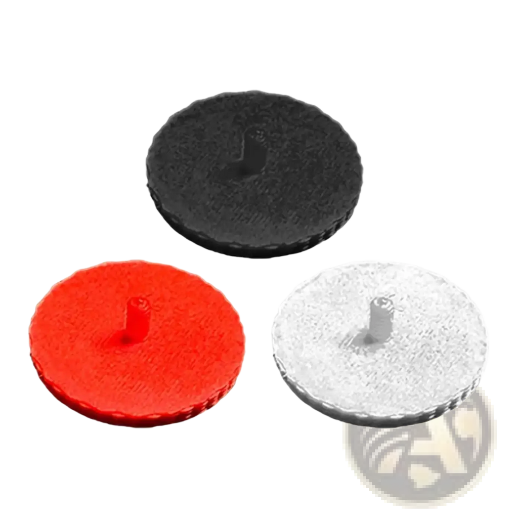 Cmf phone 1 replacement screw caps in black red and white textured plastic discs for custom accent use