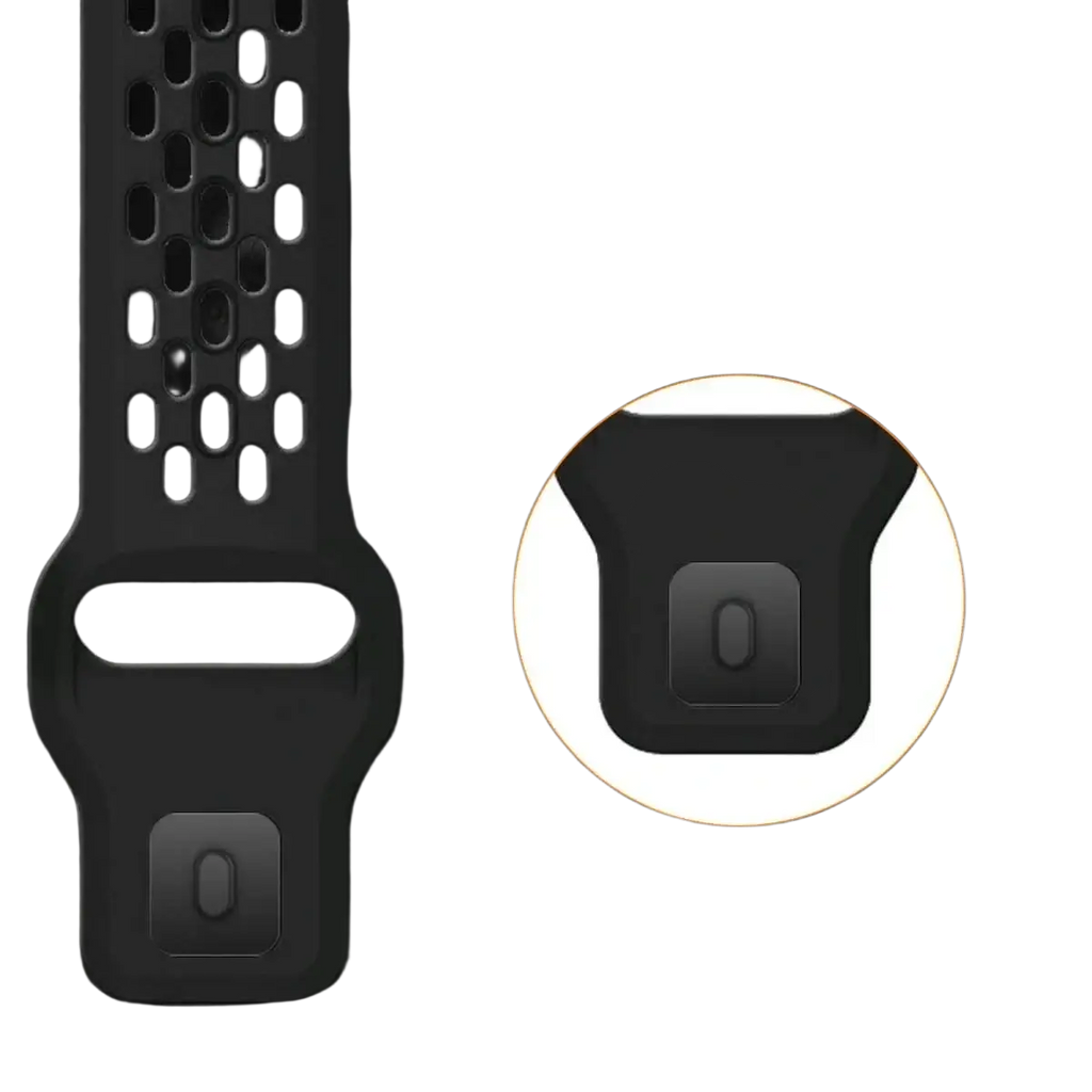 Black reinforced metal sporty clasp with sleek modern design on cmf watch pro 2 silicone sport strap