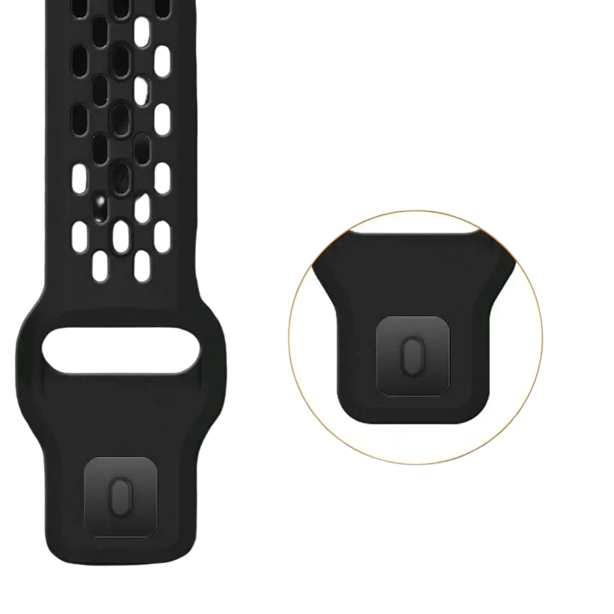 Black reinforced metal sporty clasp with sleek modern design on cmf watch pro 2 silicone sport strap