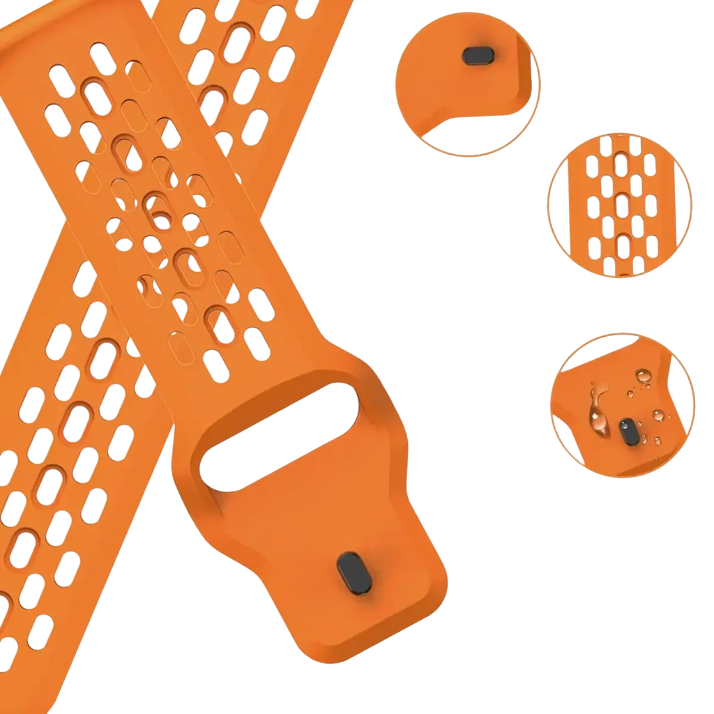 Orange perforated silicone sport strap with stainless steel snap for cmf watch pro 2 watch pro model