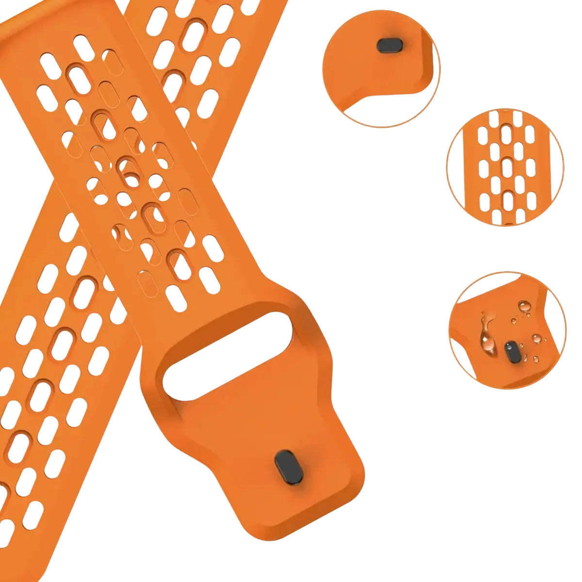 Orange perforated silicone sport strap with stainless steel snap for cmf watch pro 2 watch pro model