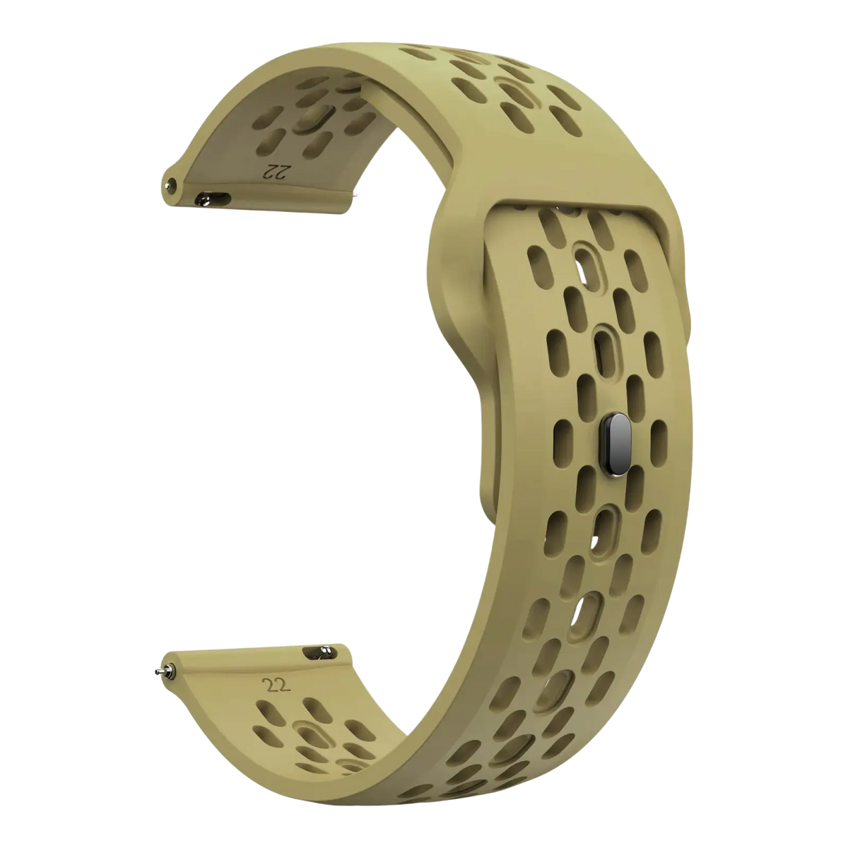 Tan silicone watch band with perforated design and metallic buckle for cmf watch pro 2 silicone sport strap